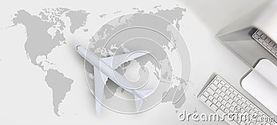 booking and search flight ticket air travel trip vacation concept, banner web template Stock Photo