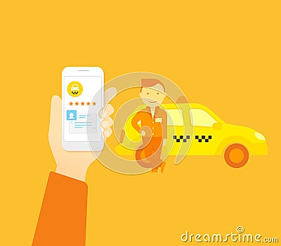 Booking taxi Vector Illustration