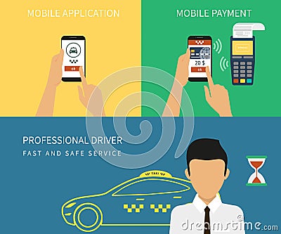 Booking taxi Vector Illustration