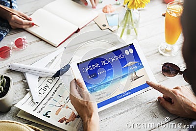 Booking Ticket Online Reservation Travel Flight Concept Stock Photo