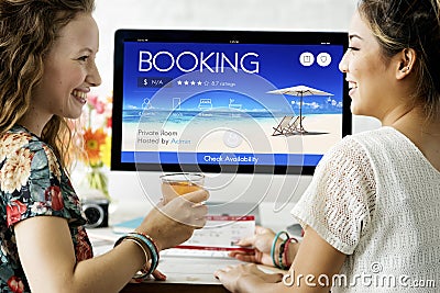 Booking Ticket Online Reservation Travel Flight Concept Stock Photo