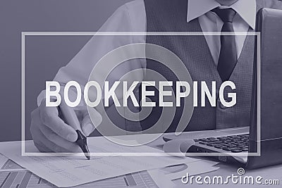 Bookkeeping. Bookkeeper working with financial report. Stock Photo