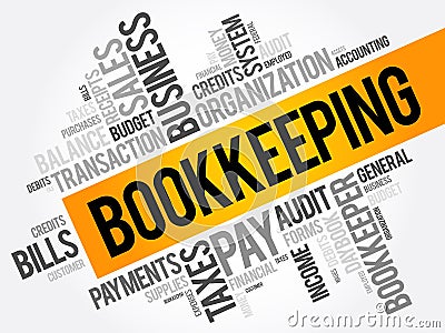 Bookkeeping word cloud collage, business concept background Stock Photo