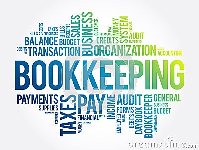 Bookkeeping word cloud collage, business concept background Stock Photo