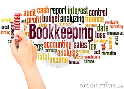 Bookkeeping word cloud hand writing concept Stock Photo