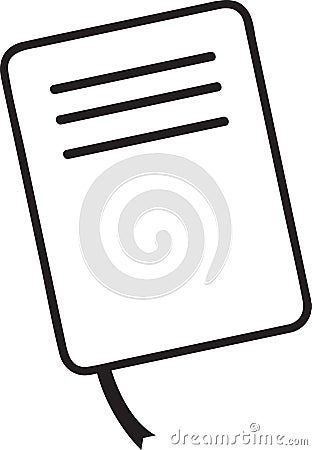 Bookmark ribbon resting on a minimalist notepad sketch, featuring lines of text that symbolize knowledge, information Vector Illustration