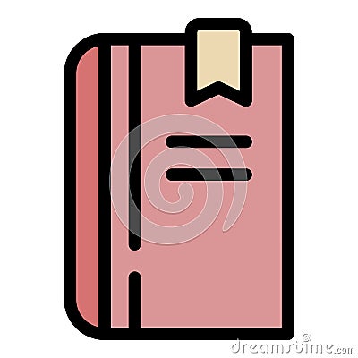 Bookmarked book icon color outline vector Vector Illustration