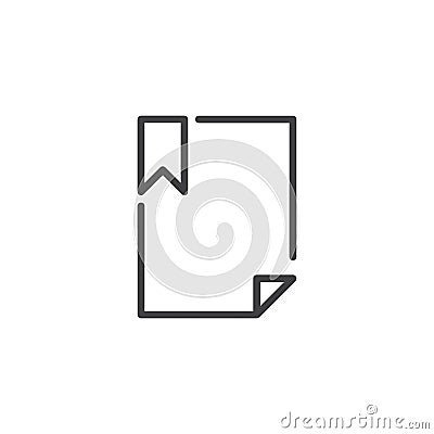 Bookmarked file document outline icon Vector Illustration
