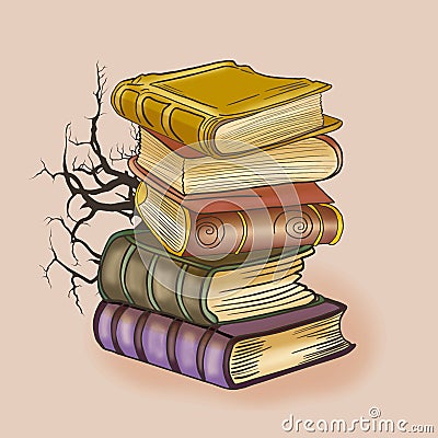 Books vintage old graphic vector Cartoon Illustration