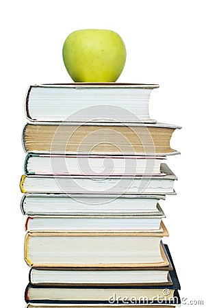 Books and apple Stock Photo