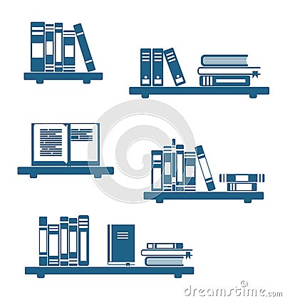 Books on Bookshelves Vector Illustration