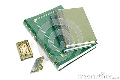 Books and casket Stock Photo