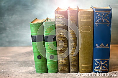 Books close-up. Classic literature. Stock Photo
