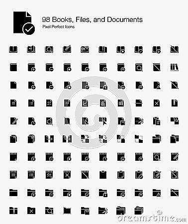 Books, Files, and Documents Web Icons Set Vector Illustration