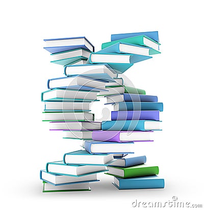 Books forming a DNA spiral Stock Photo