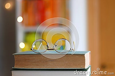 Books, Glasses and Candles Stock Photo