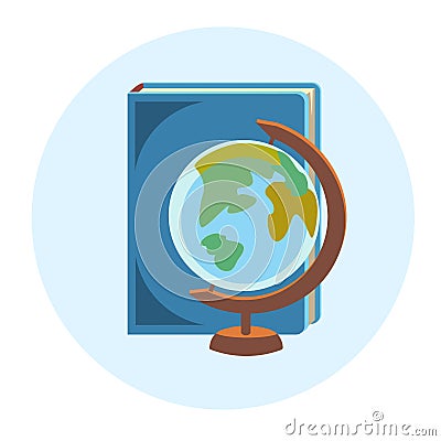 Books Globe School Geography Education Colorful Web Icon Vector Illustration