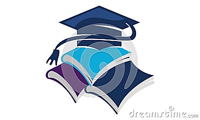 Books Graduation Cap Vector Illustration