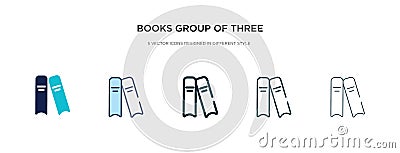 Books group of three from side view icon in different style vector illustration. two colored and black books group of three from Vector Illustration