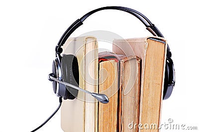 Books in headsets Stock Photo