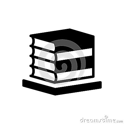 Black solid icon for Books, bibliography and collection Vector Illustration