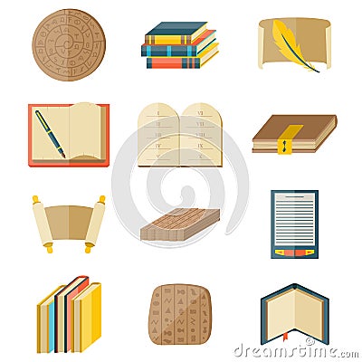 Books icons document magazine publication typography knowledge typography bookstore vector illustration. Vector Illustration