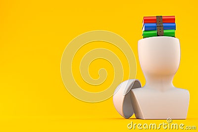 Books inside head Cartoon Illustration