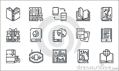 books and literature line icons. linear set. quality vector line set such as encyclopedia, books, books, fairy tale, bookstore, Vector Illustration