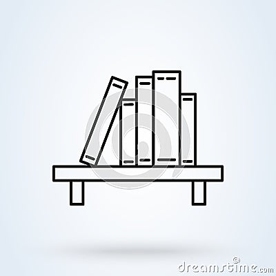 Books on the shelf. Bookshelf line. Simple vector modern icon design illustration Vector Illustration