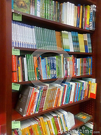 Books shelves Editorial Stock Photo