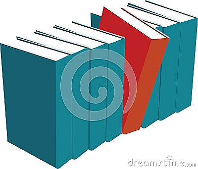 Books standing one red Vector Illustration