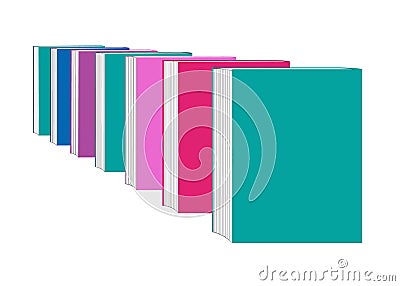 Books standing in a row in perspective Vector Illustration