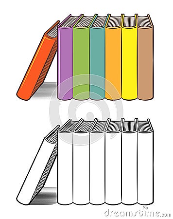 Books standing on the shelf Vector Illustration