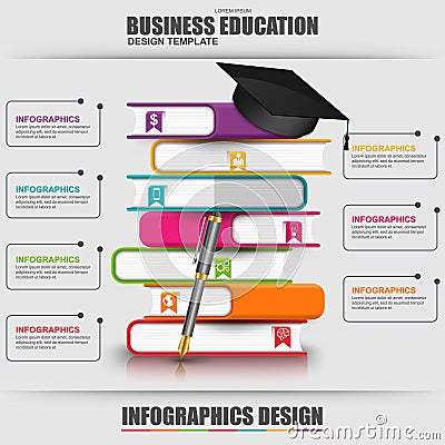 Books step education infographic vector design template Vector Illustration