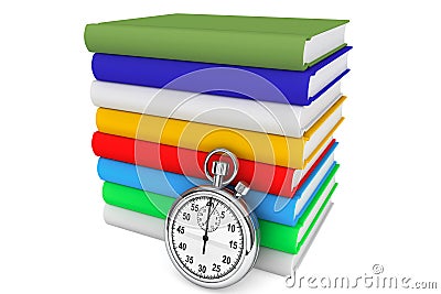 Books with StopWatch Stock Photo