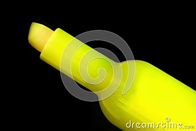 Neon yellow highlighter, macro close up of chisel point Stock Photo