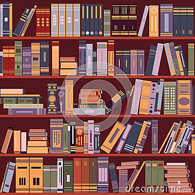 Bookshelf, books, library, vector Vector Illustration