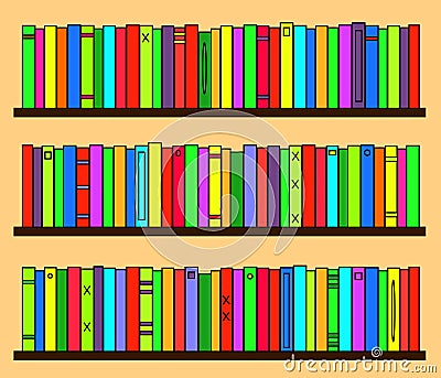 Bookshelf. Collection of various books. Vector. Vector Illustration