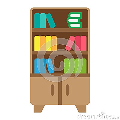 Bookshelf flat icon, Furniture and interior Vector Illustration