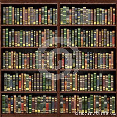 Bookshelf full of books background. Stock Photo