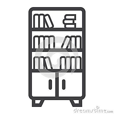 Bookshelf line icon, Furniture and interior Vector Illustration