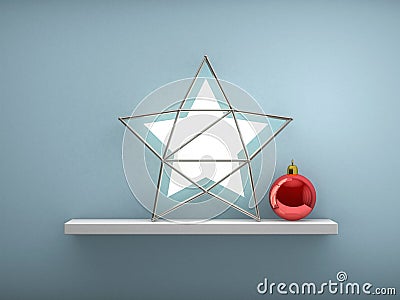 Bookshelf shaped christmas tree. 3D Stock Photo