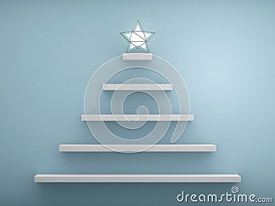 Bookshelf shaped christmas tree. 3D Stock Photo