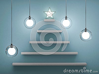 Bookshelf shaped christmas tree. 3D Stock Photo