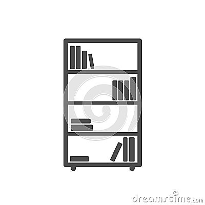 bookshelf silhouette vector icon isolated on white Vector Illustration