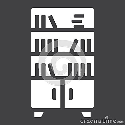 Bookshelf solid icon, Furniture and interior Vector Illustration