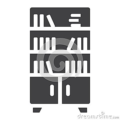 Bookshelf solid icon, Furniture and interior Vector Illustration