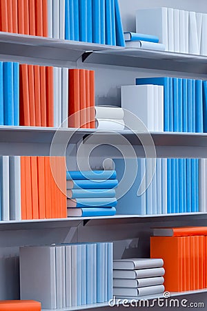 Bookshelves with the various books Stock Photo