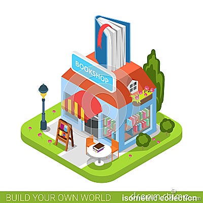 Bookstore book building shop realty real estate co Vector Illustration