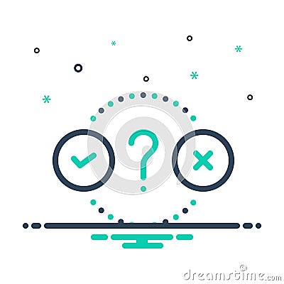 Mix icon for Boolean, question mark and wrong Stock Photo